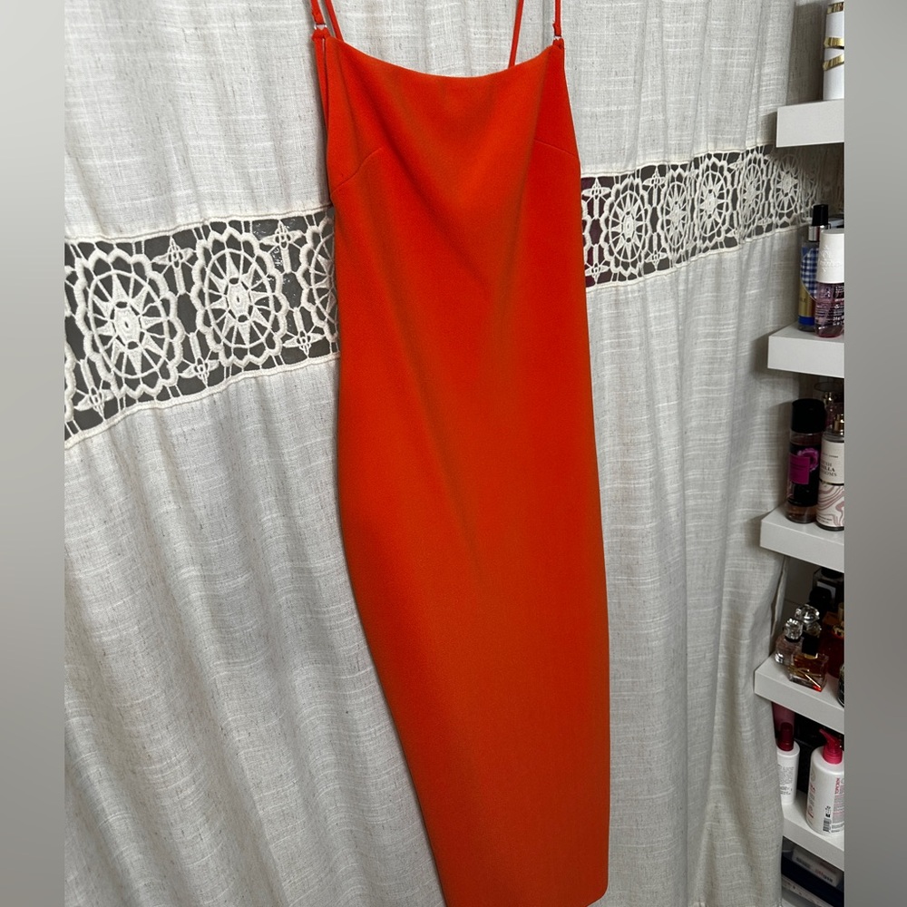 Because and Bridge orange body con dress